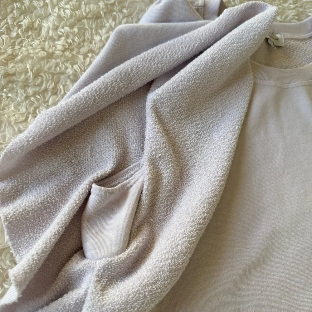 Michael Stars sweatshirt cascading ruffle short sleeve French terry top size L - Picture 7 of 11